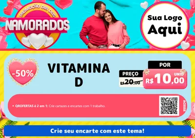 Modelo de Cartaz para Cartaz A4 Horizontal com o tema Promoção Dia dos Namorados para Farmácia