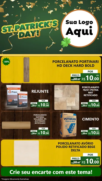 Modelo de TV para TV Vertical com o tema St Patriks Day para Pisos e revestimentos