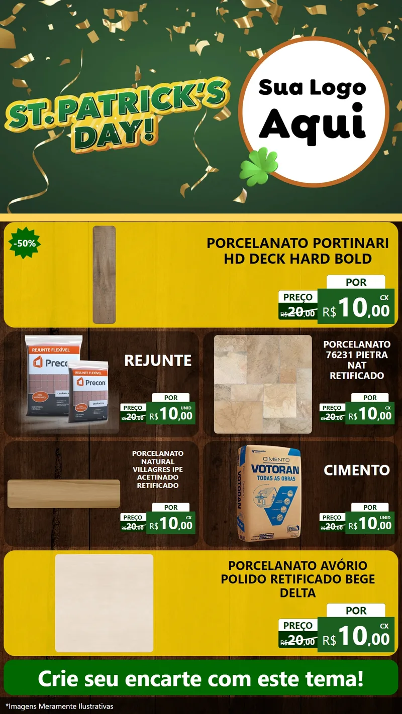 Modelo de TV para TV Vertical com o tema St Patriks Day para Pisos e revestimentos