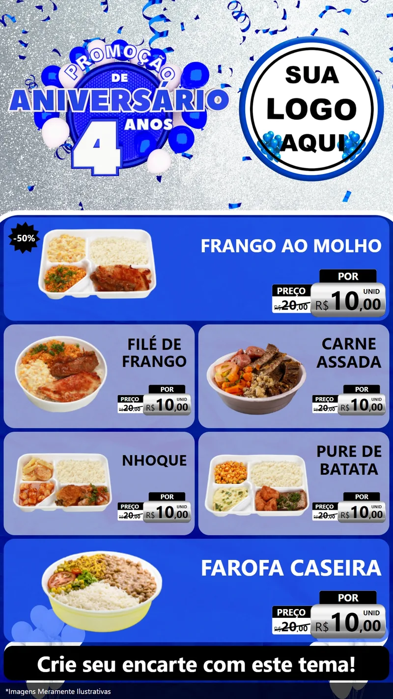 Modelo de TV para TV Vertical com o tema Promoção de Aniversário - 4 Anos para Restaurante