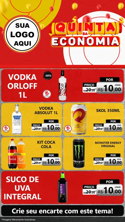 Modelo de TV para TV Vertical com o tema Quinta da Economia para Distribuidora de bebidas