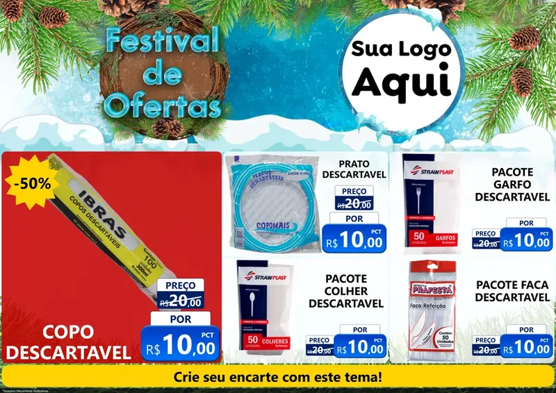Modelo de Encarte para Encarte A4 Horizontal com o tema Festival de Ofertas - Inverno para Embalagens
