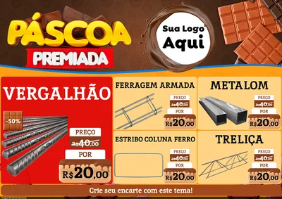 Modelo de Encarte para Encarte A4 Horizontal com o tema Páscoa Premiada para Ferragens