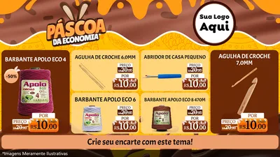Modelo de TV para TV Horizontal com o tema Páscoa da Economia para Armarinho e Aviamentos