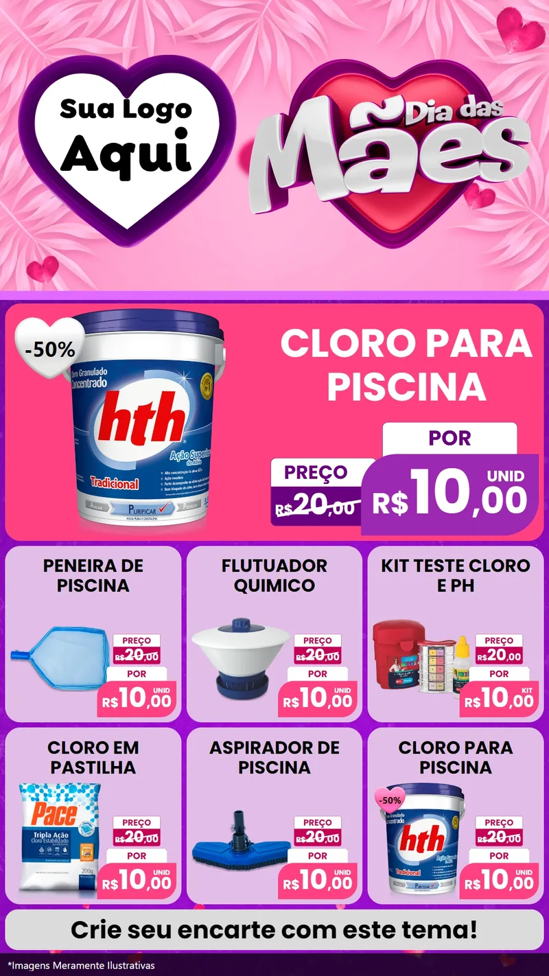 Modelo de Rede Social para Stories com o tema Dia das Mães para Produtos para Piscina