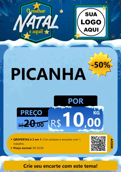 Modelo de Cartaz para Cartaz A4 Vertical com o tema O Melhor Natal É Aqui! para Açougue