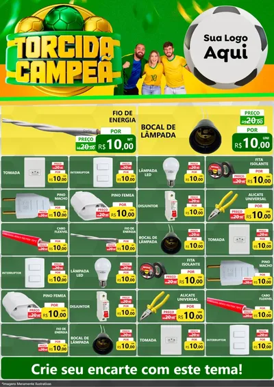 Modelo de Encarte para Encarte A4 Vertical com o tema Torcida Campeã - Copa para Materiais Elétricos