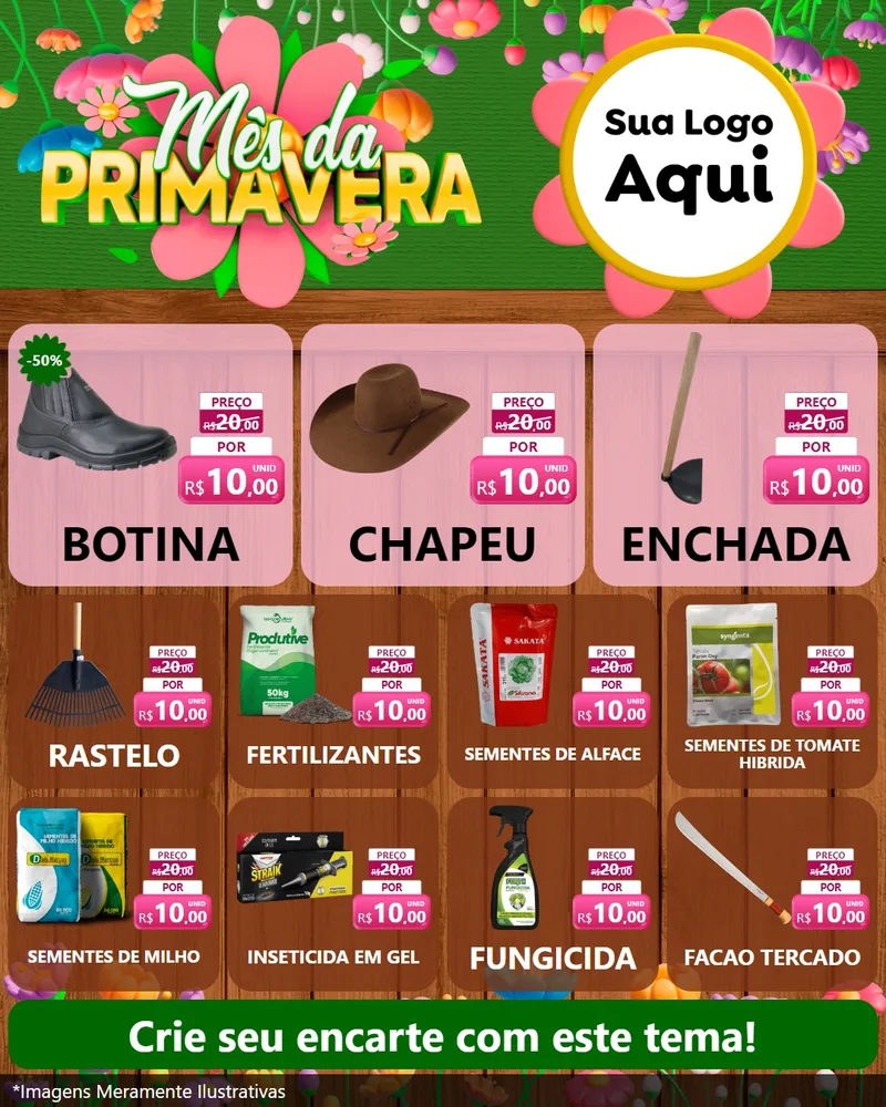Modelo de Rede Social para Feed Instagram com o tema Mês da Primavera para Agropecuária