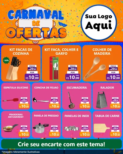 Modelo de Rede Social para Feed Instagram com o tema Carnaval de Ofertas para Utilidades Domésticas