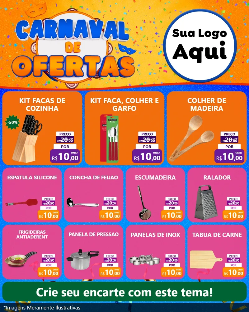 Modelo de Rede Social para Feed Instagram com o tema Carnaval de Ofertas para Utilidades Domésticas