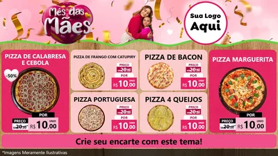 Modelo de TV para TV Horizontal com o tema Mês das Mães para Pizzaria