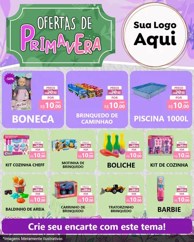 Modelo de Rede Social para Feed Instagram com o tema Ofertas de Primavera para Brinquedos