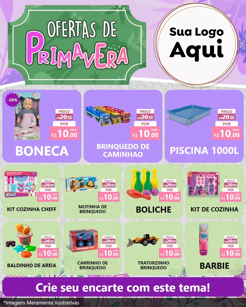 Modelo de Rede Social para Feed Instagram com o tema Ofertas de Primavera para Brinquedos