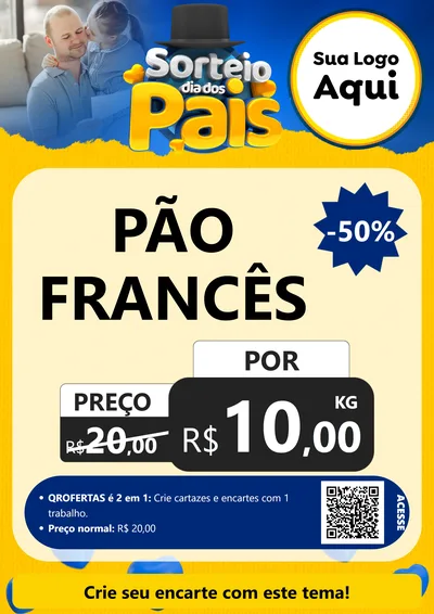 Modelo de Cartaz para Cartaz A4 Vertical com o tema Sorteio Dia Dos Pais para Padaria