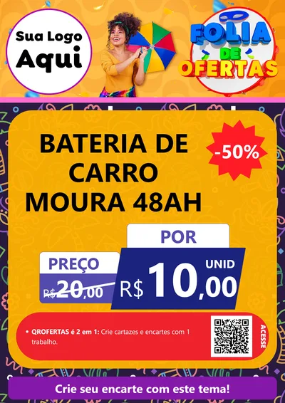 Modelo de Cartaz para Cartaz A4 Vertical com o tema Folia de Ofertas para Baterias Elétricas