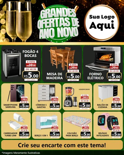 Modelo de Rede Social para Feed Instagram com o tema Grandes Ofertas de Ano Novo para Móveis e Eletro