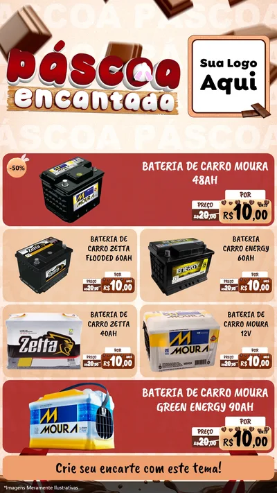 Modelo de TV para TV Vertical com o tema Páscoa Encantada para Baterias Elétricas