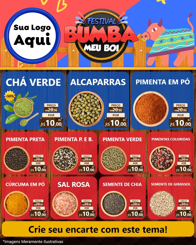 Modelo de Rede Social para Feed Instagram com o tema Festival Bumba Meu Boi para Produtos Naturais