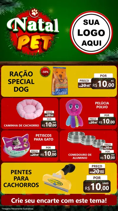 Modelo de TV para TV Vertical com o tema Natal Pet para Pet Shop