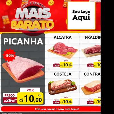 Modelo de Rede Social para Feed Facebook com o tema Mais Barato para Açougue