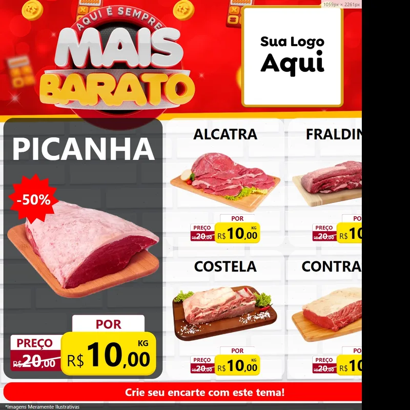 Modelo de Rede Social para Feed Facebook com o tema Mais Barato para Açougue