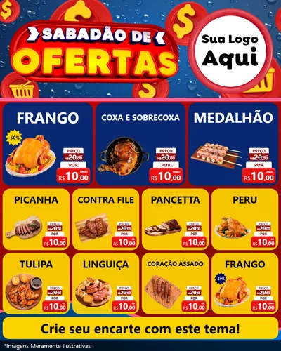 Modelo de Rede Social para Feed Instagram com o tema Sabadão de Ofertas para Assados