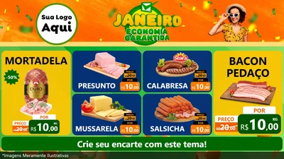 Modelo de TV para TV Horizontal com o tema Janeiro - Economia Garantida para Frios e Laticínios