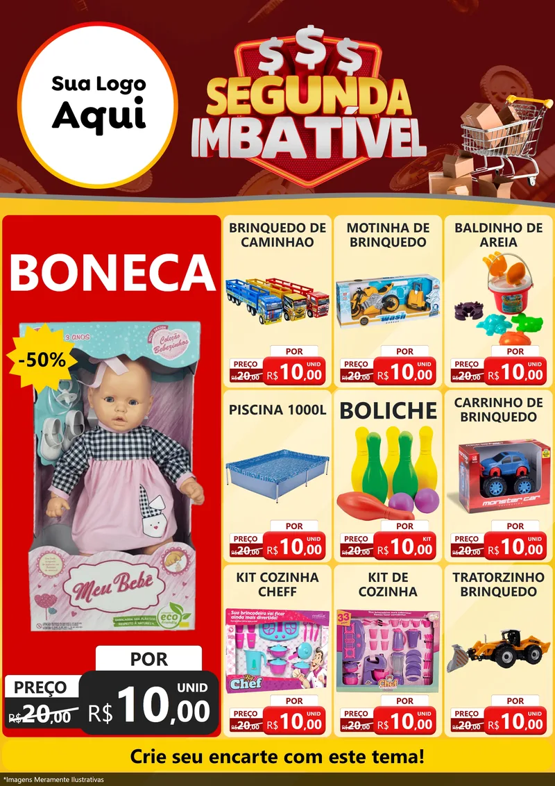 Modelo de Encarte para Encarte A4 Vertical com o tema Segunda Imbatível para Brinquedos