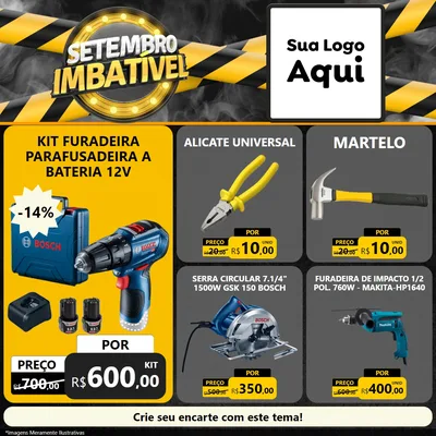 Modelo de Rede Social para Feed Facebook com o tema Setembro Imbatível para Maquinas e Ferramentas