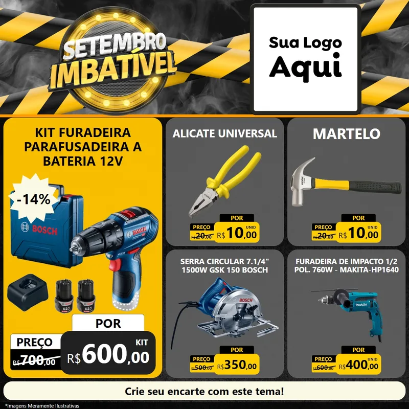 Modelo de Rede Social para Feed Facebook com o tema Setembro Imbatível para Maquinas e Ferramentas