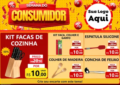 Modelo de Encarte para Encarte A4 Horizontal com o tema Semana do Consumidor para Utilidades Domésticas