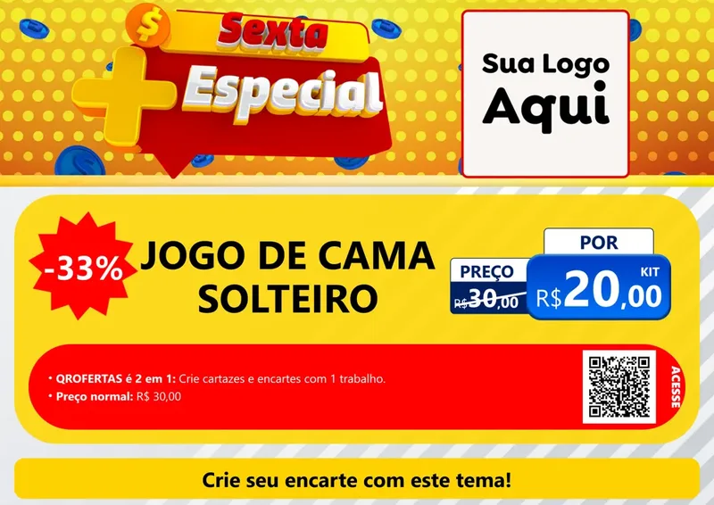 Modelo de Cartaz para Cartaz A4 Horizontal com o tema Sexta Mais Especial para Cama, Mesa e Banho