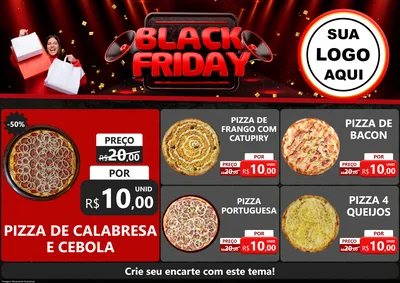 Modelo de Encarte para Encarte A4 Horizontal com o tema Black Friday para Pizzaria