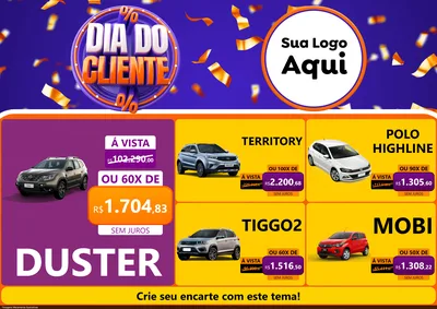 Modelo de Encarte para Encarte A4 Horizontal com o tema Dia do Cliente para Concessionaria de Carros