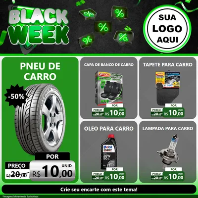 Modelo de Rede Social para Feed Facebook com o tema Black Week para Auto peças