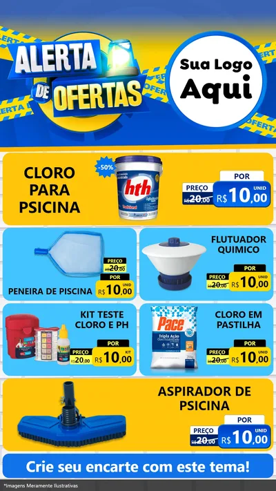 Modelo de TV para TV Vertical com o tema Alerta de Ofertas para Produtos para Piscina