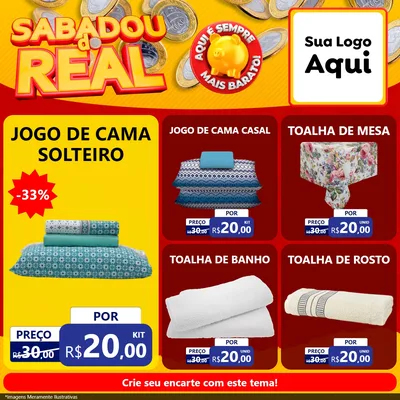 Modelo de Rede Social para Feed Facebook com o tema Sabadou do Real para Cama, Mesa e Banho