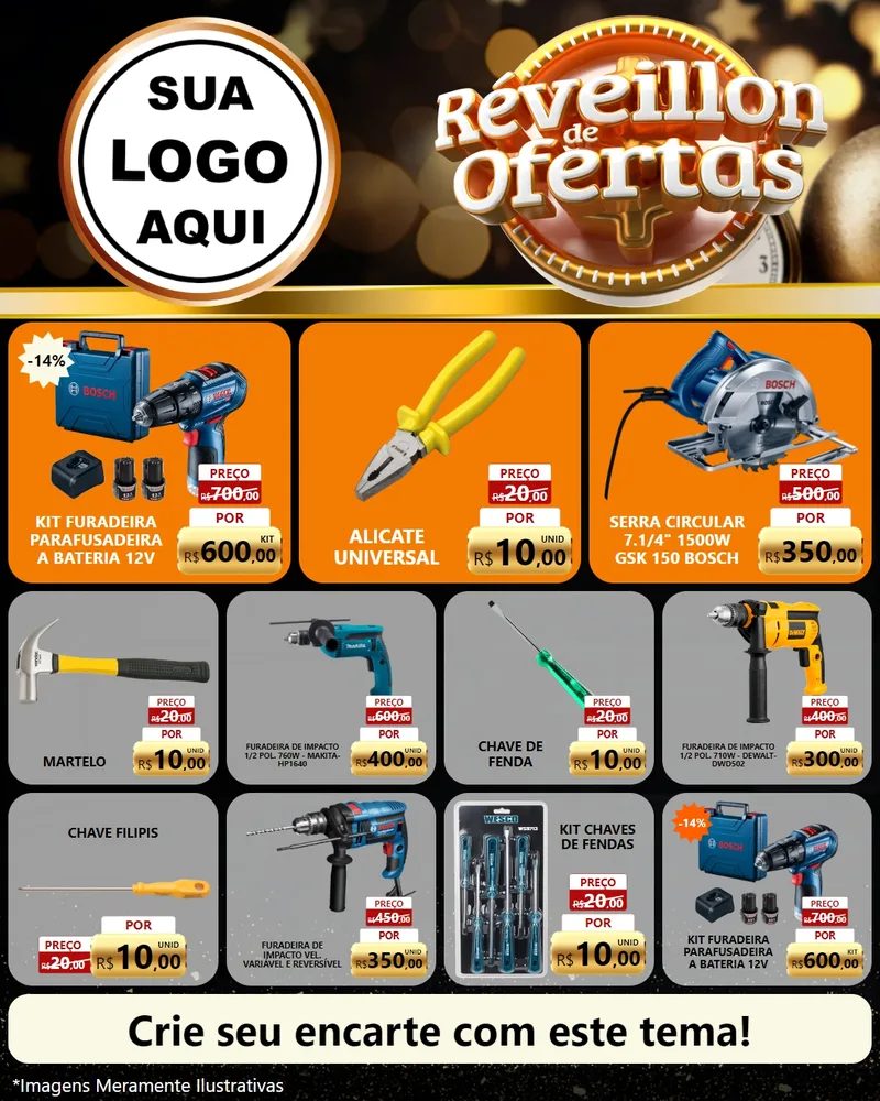 Modelo de Rede Social para Feed Instagram com o tema Réveillon de Ofertas para Maquinas e Ferramentas