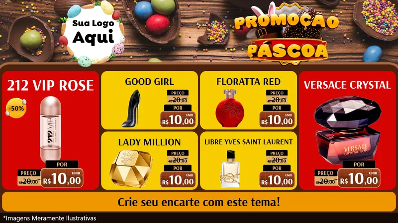 Modelo de TV para TV Horizontal com o tema Promoção Páscoa para Perfumes