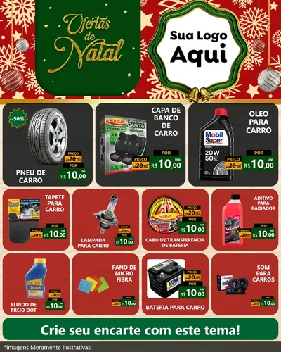 Modelo de Rede Social para Feed Instagram com o tema Natal de Ofertas para Auto peças