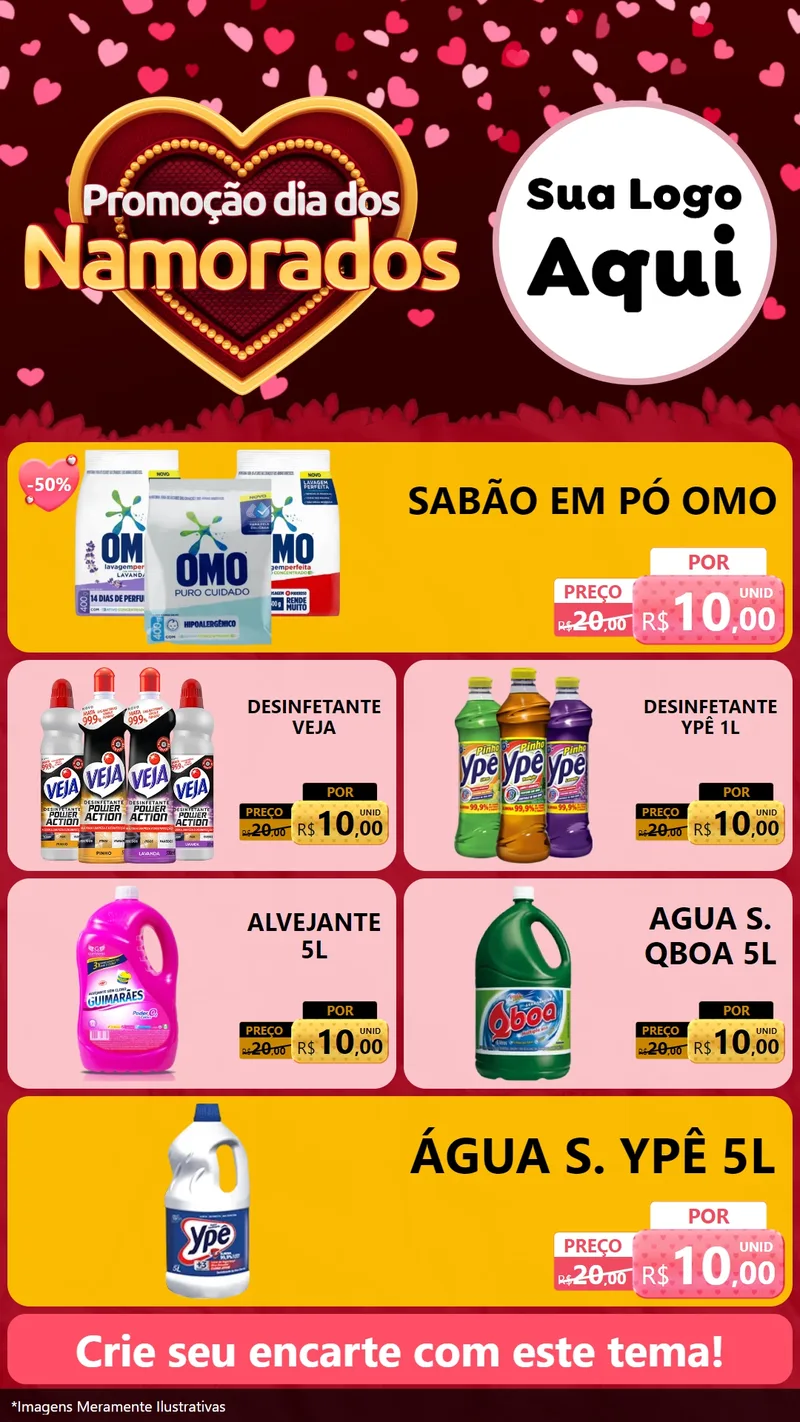 Modelo de TV para TV Vertical com o tema Promoção Dia Dos Namorados para Produtos de Limpeza