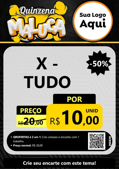 Modelo de Cartaz para Cartaz A4 Vertical com o tema Quinzena Maluca para Hamburgueria