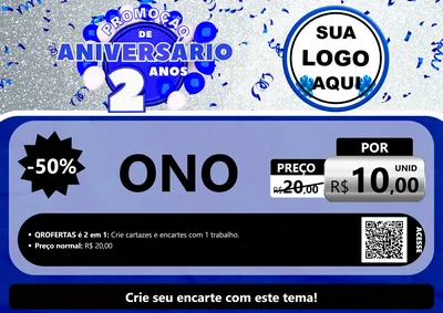 Modelo de Cartaz para Cartaz A4 Horizontal com o tema Promoção de Aniversário - 2 Anos para Óticas
