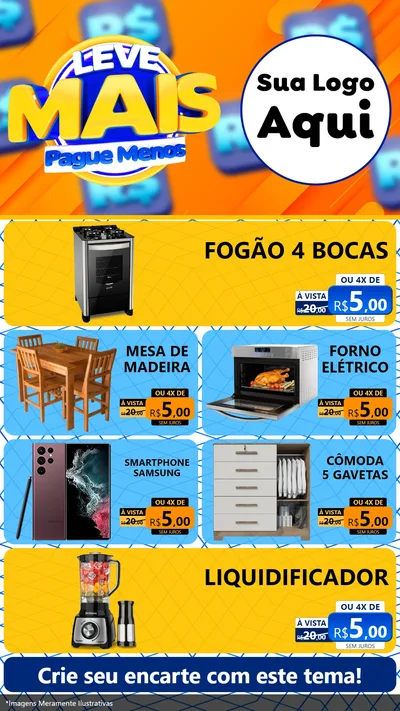 Modelo de TV para TV Vertical com o tema Leve Mais, Pague Menos para Móveis e Eletro