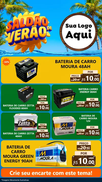 Modelo de TV para TV Vertical com o tema Saldão de Verão para Baterias Elétricas