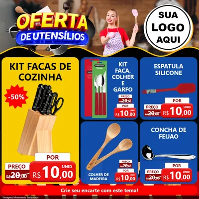 Modelo de Rede Social para Feed Facebook com o tema Oferta de Utensílios para Utilidades Domésticas