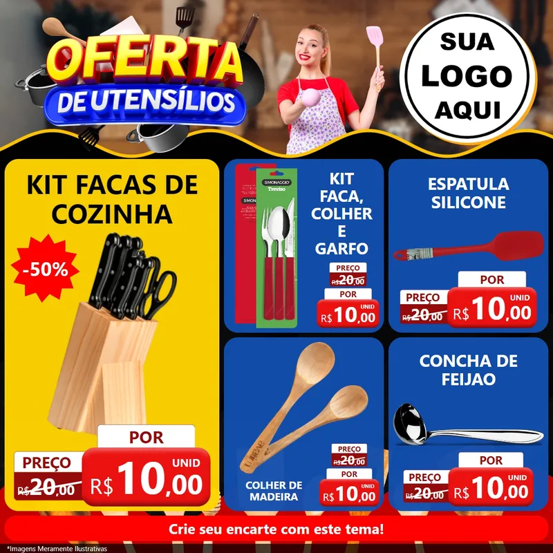 Modelo de Rede Social para Feed Facebook com o tema Oferta de Utensílios para Utilidades Domésticas