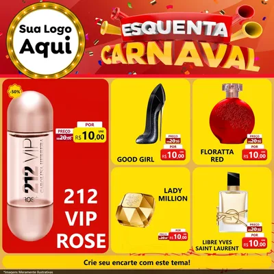 Modelo de Rede Social para Feed Facebook com o tema Esquenta Carnaval para Perfumes