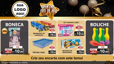 Modelo de TV para TV Horizontal com o tema Ofertas de Fim de Ano para Brinquedos