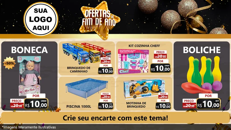 Modelo de TV para TV Horizontal com o tema Ofertas de Fim de Ano para Brinquedos